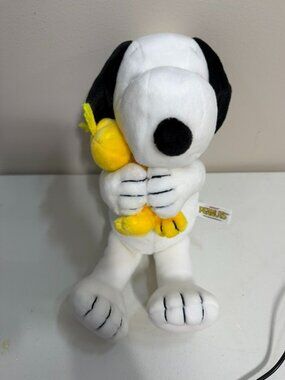 Peanuts Snoopy Plush Hugging Woodstock 12" Stuffed Animal By Aurora Soft White &
